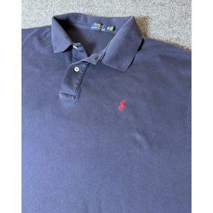 Polo Ralph‎ Lauren Polo Shirt 2XB Big Navy Short Sleeve Casual Preppy Red Pony